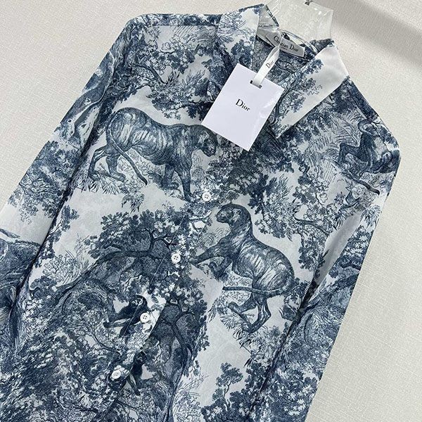 入手困難 ディオール Toile de Jouy 偽物 モチーフ ロングブラウス deg96561
